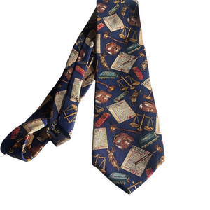 Alynn Honest Lawyer One Flight Up Blue Legal-Themed Silk Tie – Made in USA